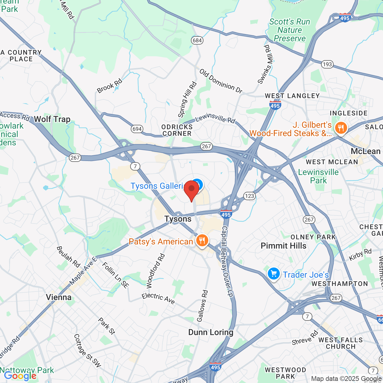 Google map image of our location in 8201 Greensboro Dr. McLean, VA